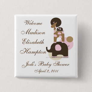 Stuffed Animals in Pink Personalized Button