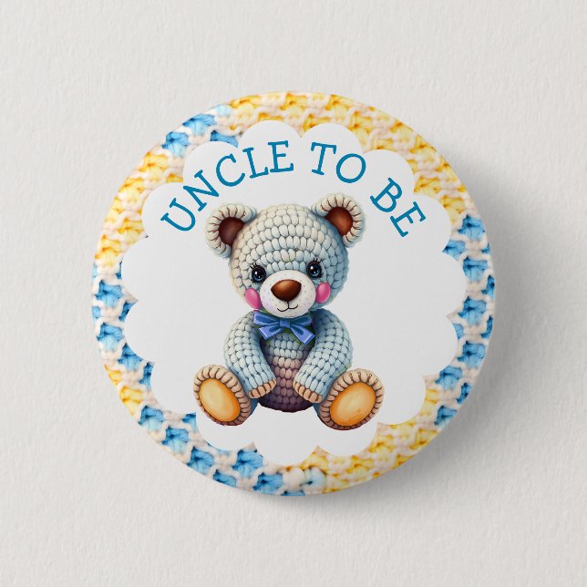 Stuffed Animals  | Uncle to Be Baby Shower Button (Front)