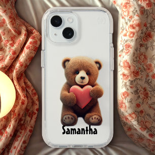 Stuffed Bear With Heart and Your Name iPhone 15 Case