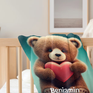 Stuffed Bear With Heart Baby Blanket