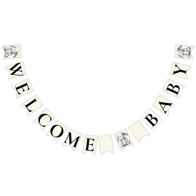Stuffed Bunny "Welcome Baby" BABY SHOWER Bunting Flags (All)