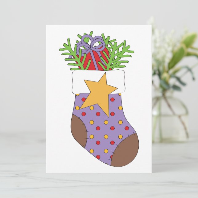 Stuffed Christmas Stocking Invitation (Standing Front)