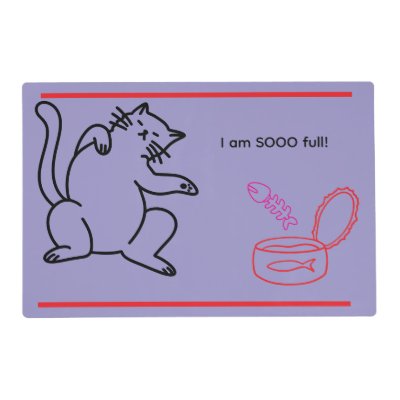 Stuffed &amp; Satisfied Cat Laminated Placemat