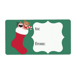 Stuffed Stocking Recipients Christmas Gift Label