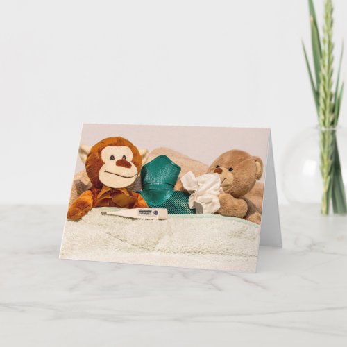 Stuffed Stuffed MonKey and Bear Get Well Card