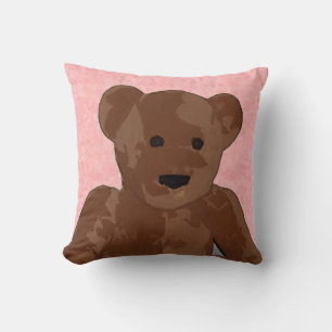 Stuffed Teddy Bear in Pink Throw Pillow