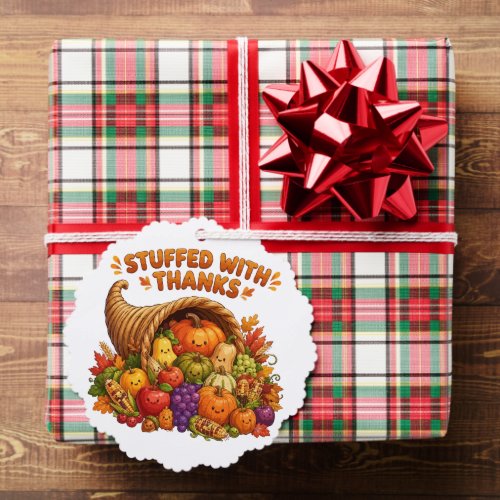 Stuffed With Thanks Cute Thanksgiving Cornucopia D Ornament Card