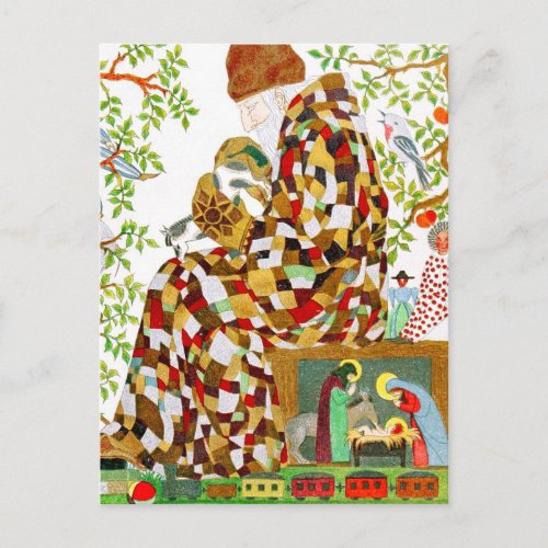 Stuffing Christmas Stockings Holiday Postcard