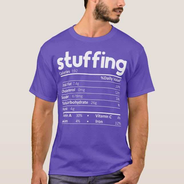 Stuffing Food Nutrition Facts Funnyhanksgiving vin T-Shirt (Front)
