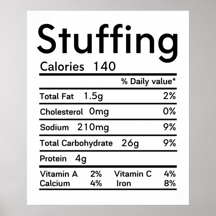 stuffing-nutrition-facts-poster-zazzle