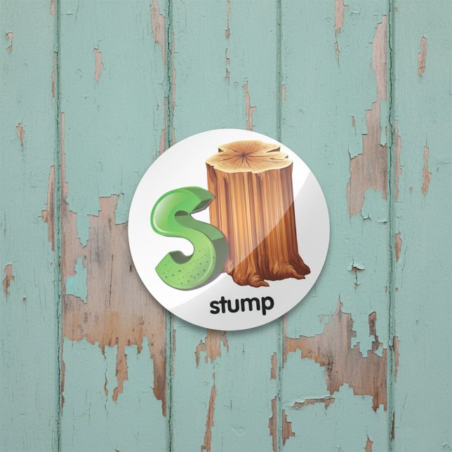 Stump Alphabet Letter S Fun Tree Stump Art  Classic Round Sticker (Creator Uploaded)