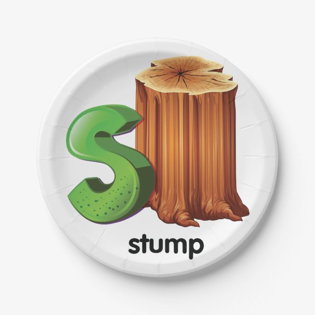 Stump Alphabet Letter S Fun Tree Stump Art  Paper Plates (Front)