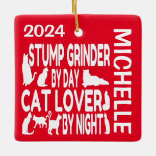 Stump Grinder Loves Cats CUSTOM Ceramic Ornament