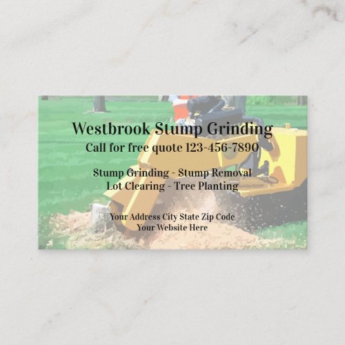 Stump Grinding And Tree Removal Business Card