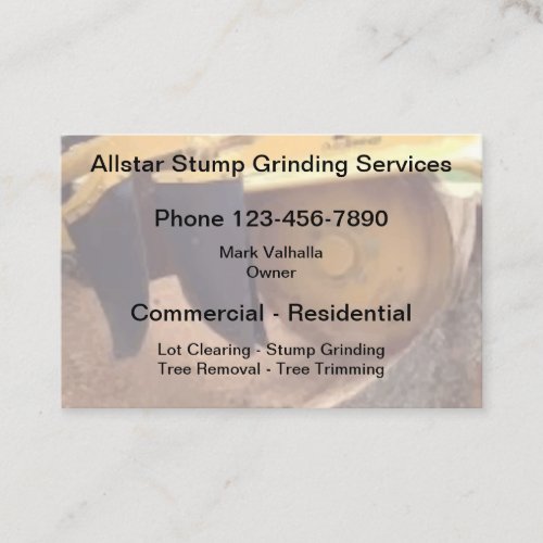 Stump Grinding And Tree Service Business Card