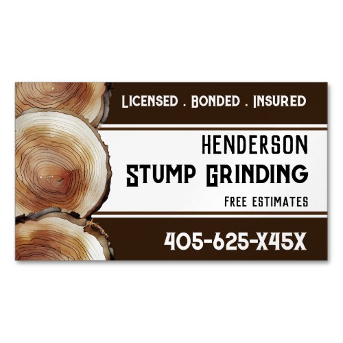 Stump Grinding  Business Card Magnet