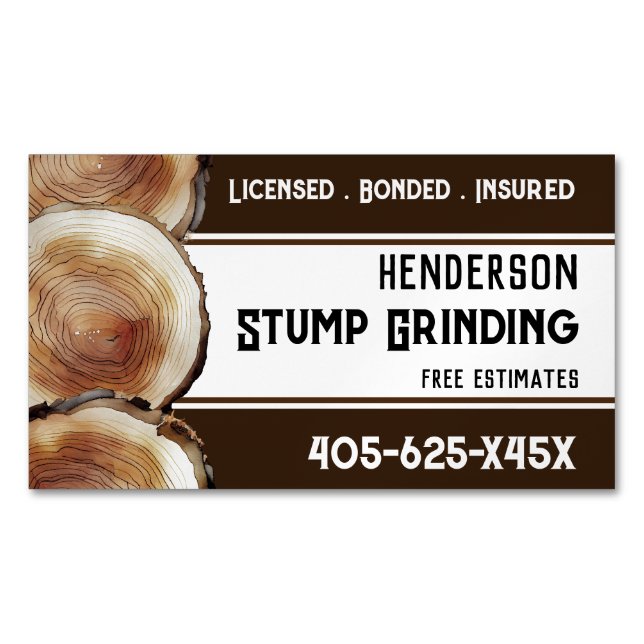 Stump Grinding  Business Card Magnet (Front)