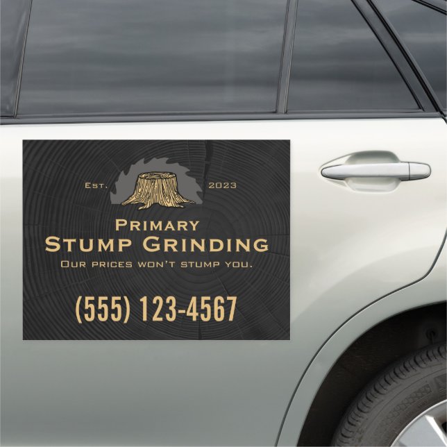 Stump Grinding Saw - Tree Stump Car Magnet (In Situ)