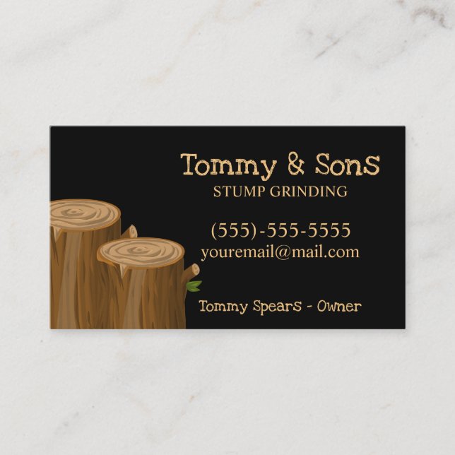 Stump Grinding Tree Removal Service Business Card (Front)