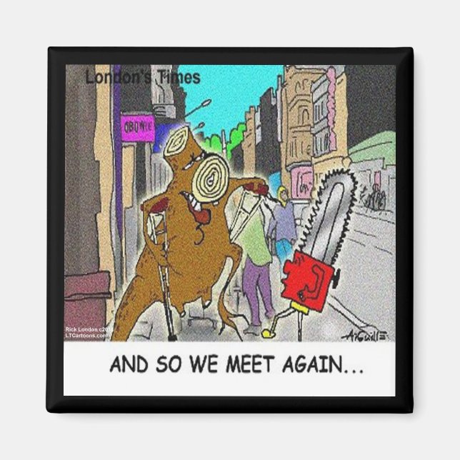 Stumped: Chainsaw Vs Tree funny comic Magnet (Front)