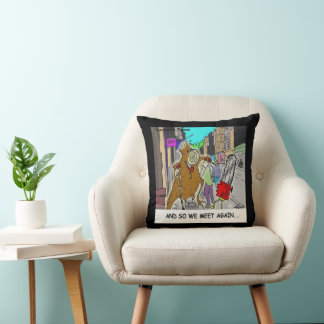 Stumped: Chainsaw Vs Tree funny comic Throw Pillow