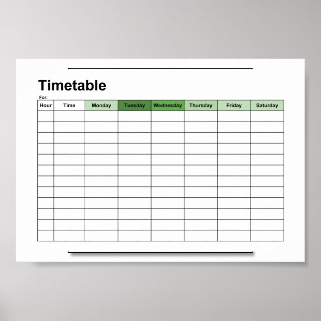 stundenplan,timetable,schedule, poster, english poster (Front)