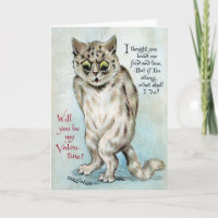 Stung Cat Vintage Valentine Holiday Card