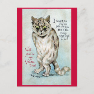 Stung Cat Vintage Valentine Holiday Postcard