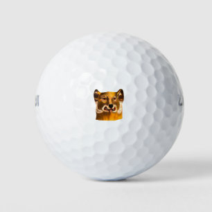 Stunned feline mask golf balls