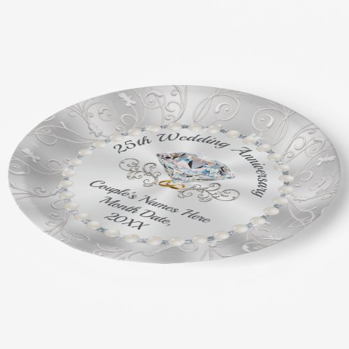 Stunning 25th Wedding Anniversary Paper Plates