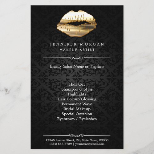 Stunning 3D Gold Lips Makeup Artist Beauty Salon Flyer