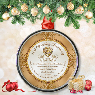 Stunning 50th Anniversary Ornament, Grandparents Metal Ornament