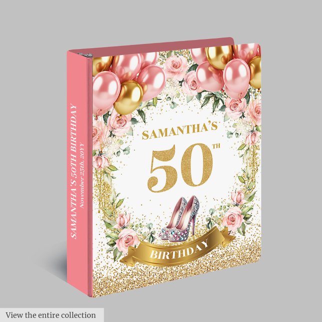 Stunning 50th Birthday Pink Heels Ring Binder (Stunning 50th Birthday Pink Heels Ring Binder)