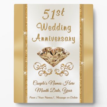 Stunning 51st Wedding Anniversary Gift For Couple Plaque by LittleLindaPinda at Zazzle