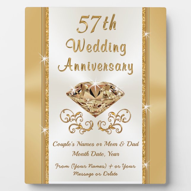 Stunning 57th Wedding Anniversary Gift Ideas Plaque (Front)