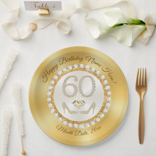 Stunning 60th Birthday Paper Plates Personalized Paper Plates