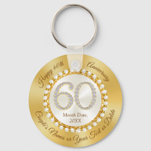 Stunning, 60th Wedding Anniversary Favors Keychain