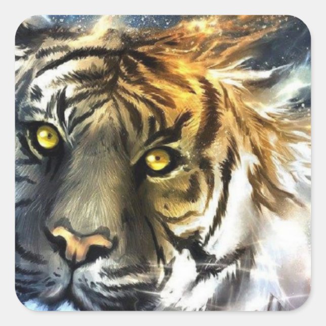 stunning abstract lion square sticker (Front)