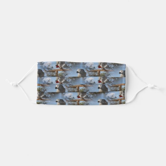 Stunning African Grey Parrot Adult Cloth Face Mask (Front, Folded)