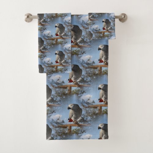 Stunning African Grey Parrot Bath Towel Set