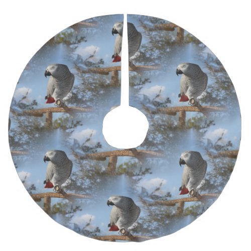 Stunning African Grey Parrot Brushed Polyester Tree Skirt