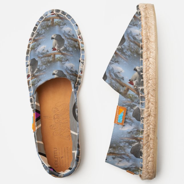Stunning African Grey Parrot Espadrilles (Side)