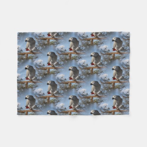 Stunning African Grey Parrot Fleece Blanket