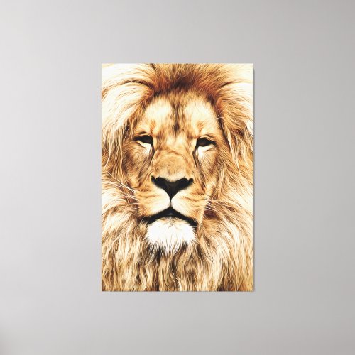 Stunning african male lion digital oil painting canvas print