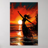 yoga at sunset Poster