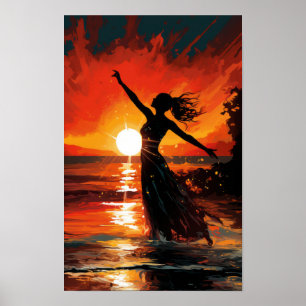 Stunning African Woman Silhouette Dancing Poster
