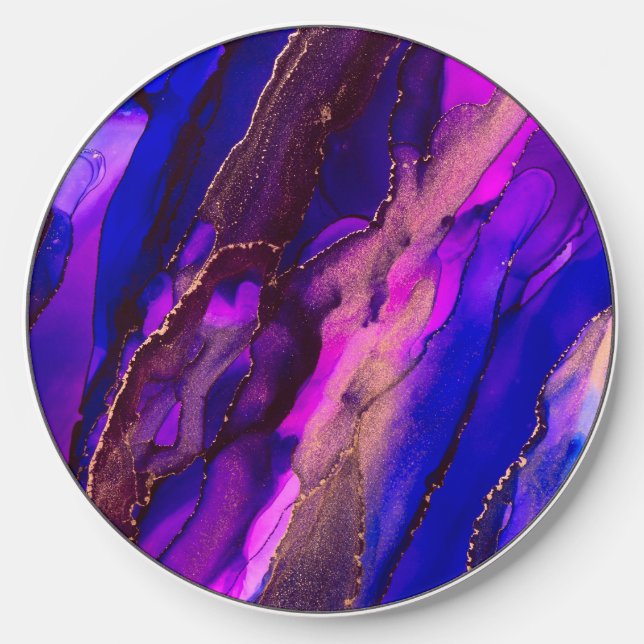 Stunning Alcohol Ink Painting Wireless Charger (Front)