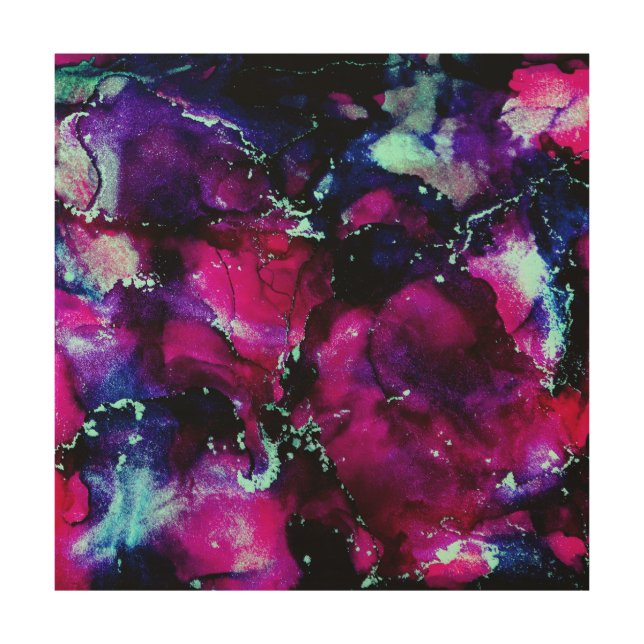Stunning Alcohol Ink Painting Wood Wall Art (Front)