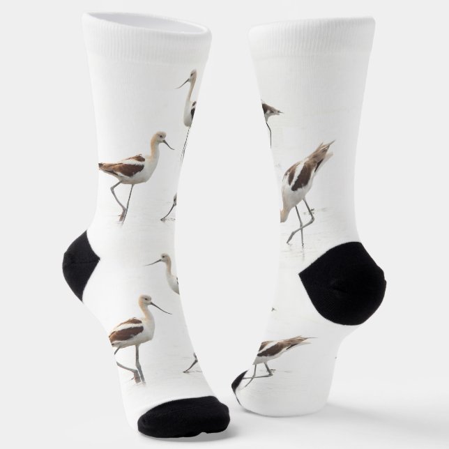 Stunning American Avocets Birds on the Beach Socks (Angled)