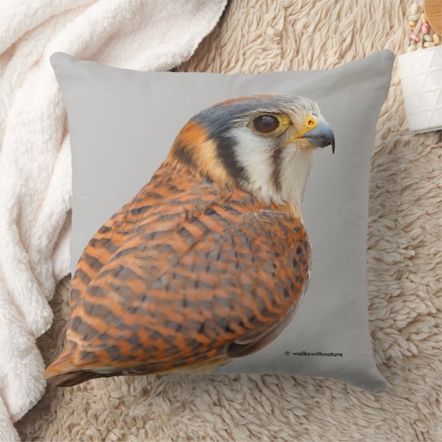 Stunning American Kestrel Sparrowhawk Falcon Throw Pillow (Blanket)